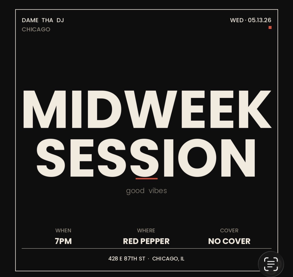 Midweek Session flyer — Red Pepper, May 13, 2026
